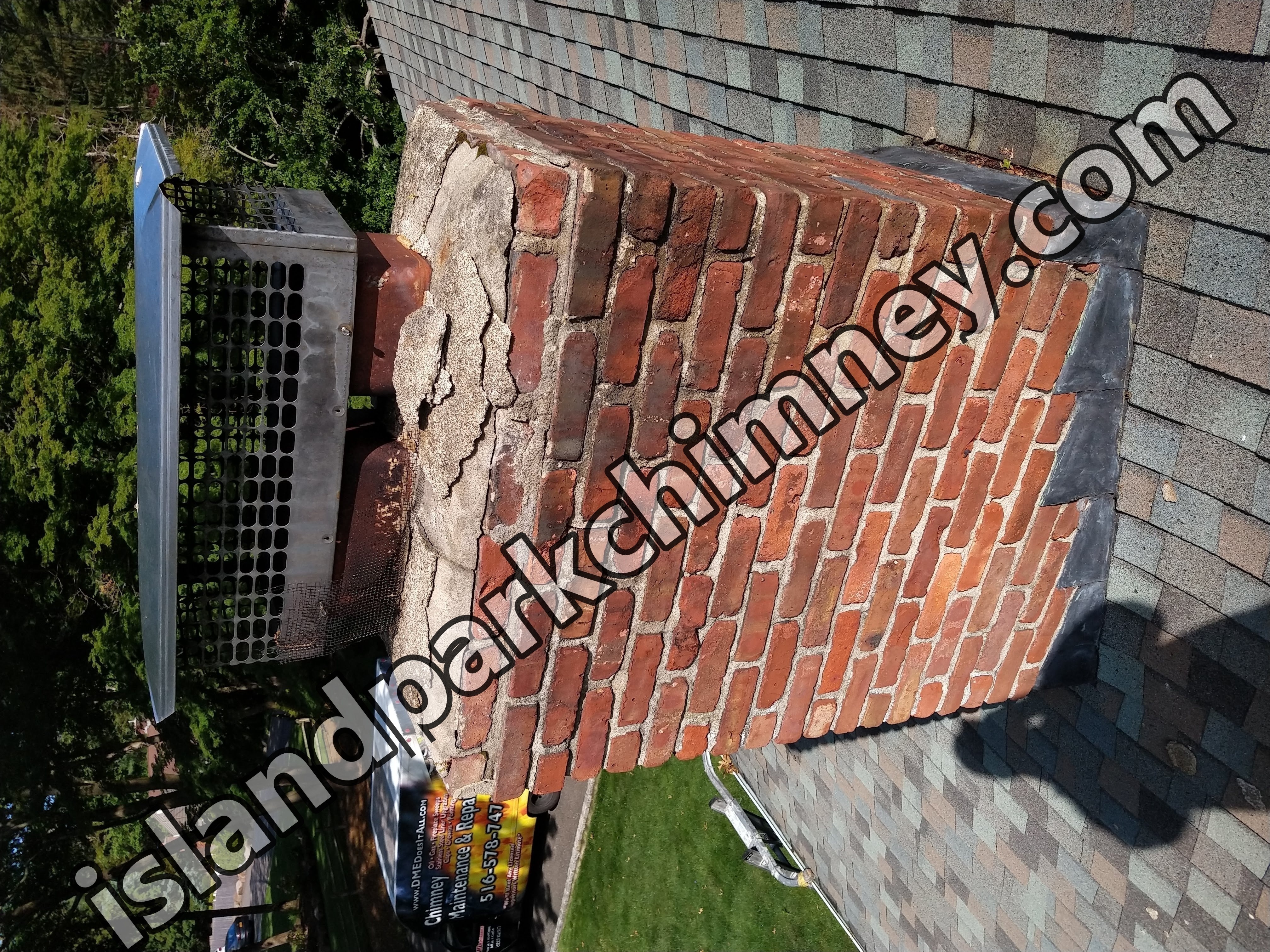 Before and after chimney pointing and tuckpointing in Island Park, NY